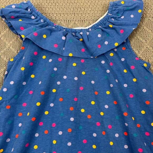 Hanna Andersson Ruffle Neck Swing Dress Polka Dot Lookout Blue Dress ~ 6/7 - Picture 7 of 8